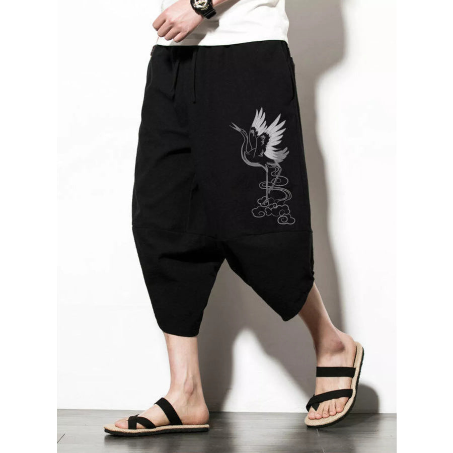Men’s Plus Size Loose Fit Cropped Pants Black / M Apparel and Accessories