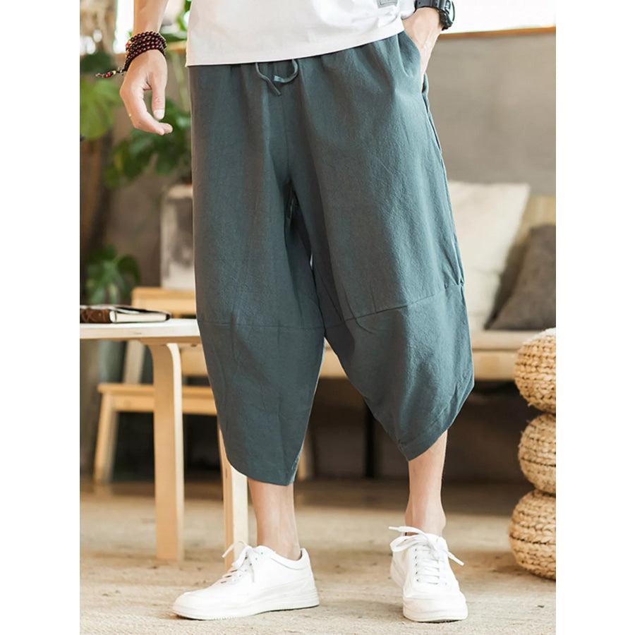 Men’s Plus Size Loose Fit Cropped Pants Dark Gray / M Apparel and Accessories
