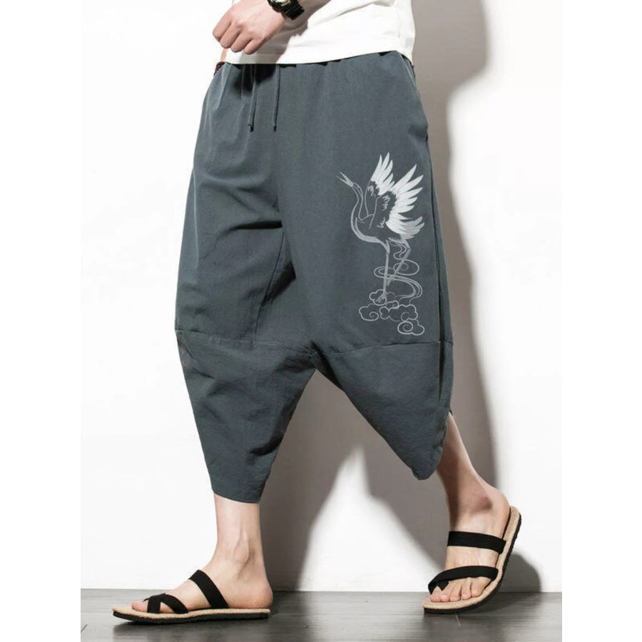 Men’s Plus Size Loose Fit Cropped Pants Gray / M Apparel and Accessories