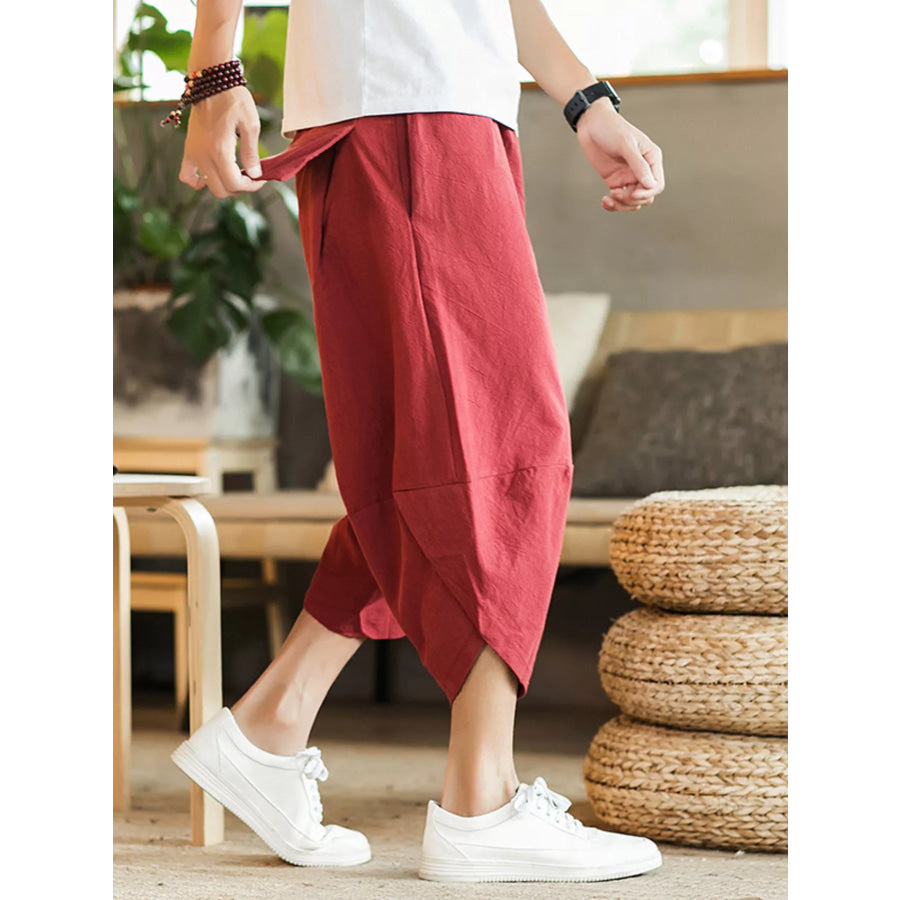 Men’s Plus Size Loose Fit Cropped Pants Red / M Apparel and Accessories