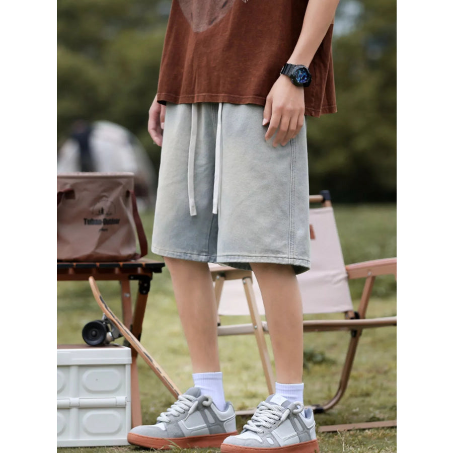 Men’s Plus Size Loose Fit Denim Shorts with Drawstring Apparel and Accessories