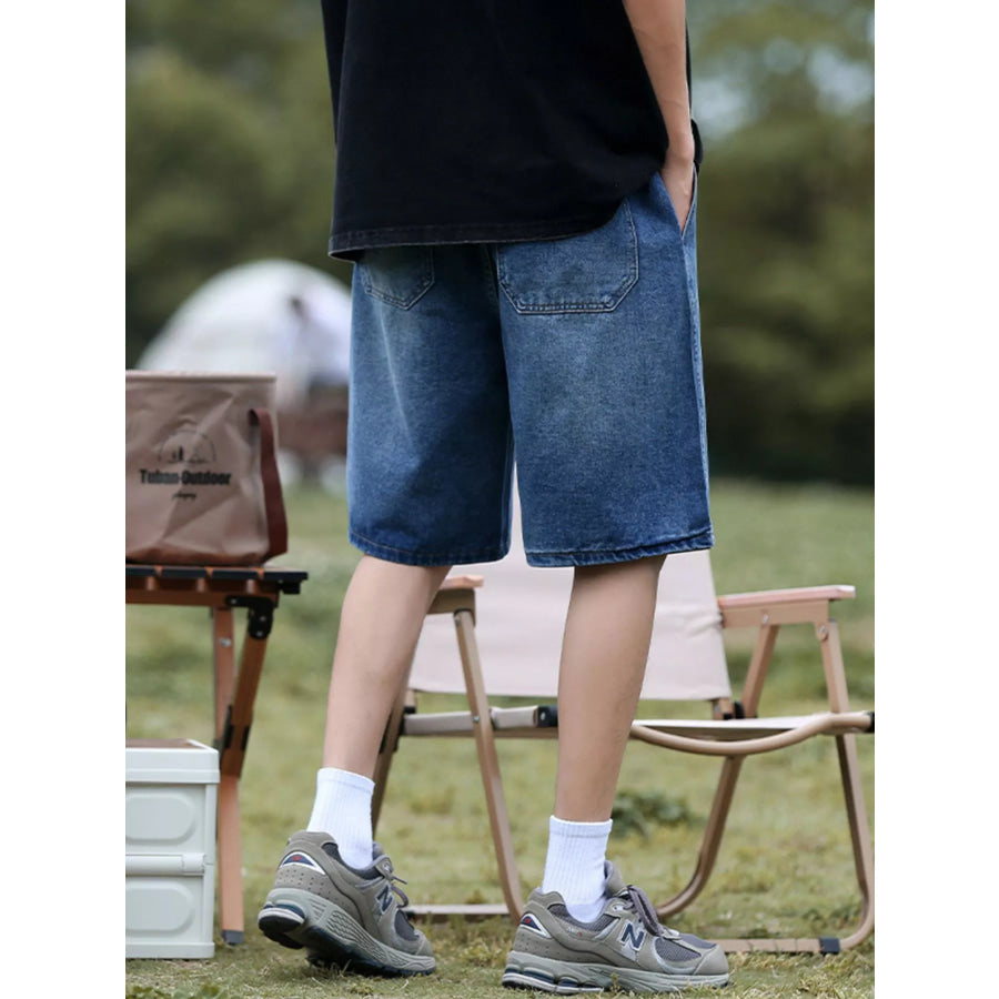 Men’s Plus Size Loose Fit Denim Shorts with Drawstring Apparel and Accessories