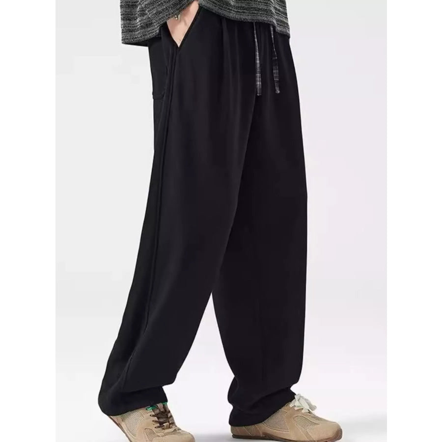 Men’s Plus Size Loose Fit Drawstring Casual Pants Black / M Apparel and Accessories
