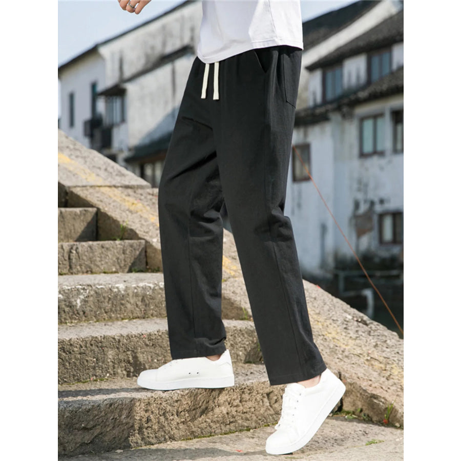 Men’s Plus Size Loose Fit Drawstring Casual Pants Black / M Apparel and Accessories