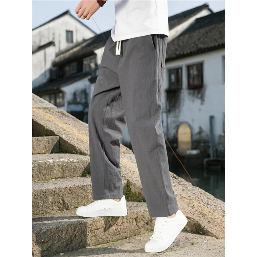 Men’s Plus Size Loose Fit Drawstring Casual Pants Dark Gray / M Apparel and Accessories
