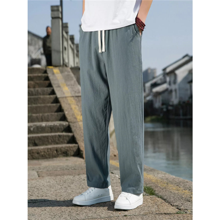 Men’s Plus Size Loose Fit Drawstring Casual Pants Green / M Apparel and Accessories