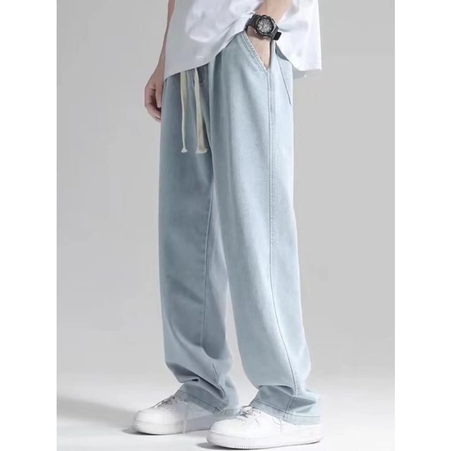 Men’s Plus Size Loose Fit Drawstring Jeans Light Blue / M Apparel and Accessories