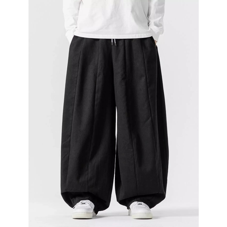 Men’s Plus Size Loose Fit Drawstring Waist Casual Pants Black / M Apparel and Accessories