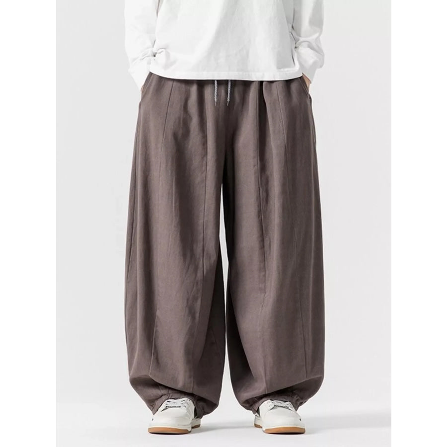 Men’s Plus Size Loose Fit Drawstring Waist Casual Pants Dark Gray / M Apparel and Accessories