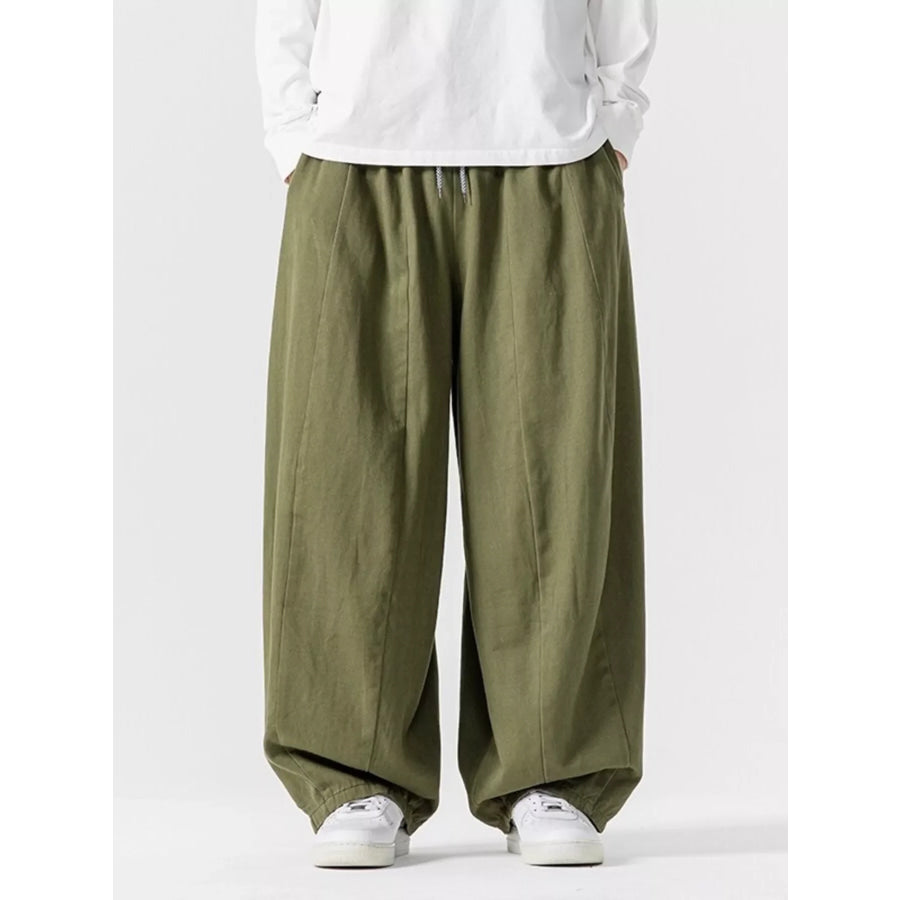 Men’s Plus Size Loose Fit Drawstring Waist Casual Pants Green / M Apparel and Accessories