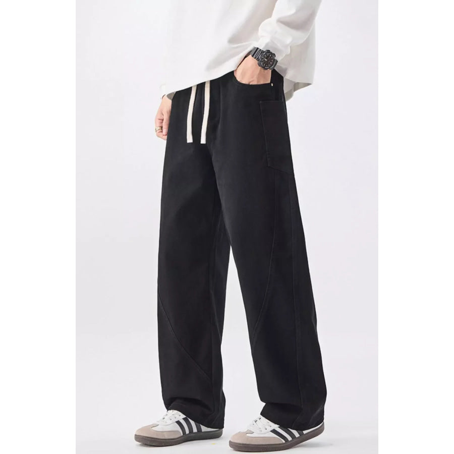 Men’s Plus Size Loose Fit Drawstring Waist Jeans Black / M Apparel and Accessories