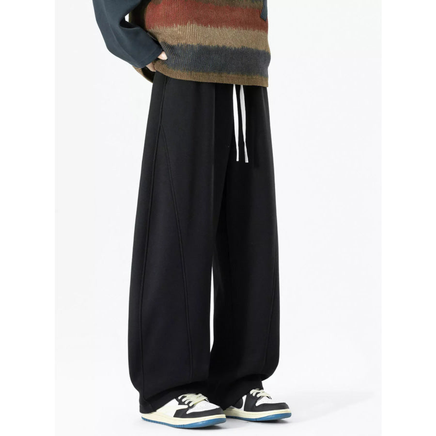 Men’s Plus Size Loose Fit Drawstring Wide Leg Pants Black / M Apparel and Accessories