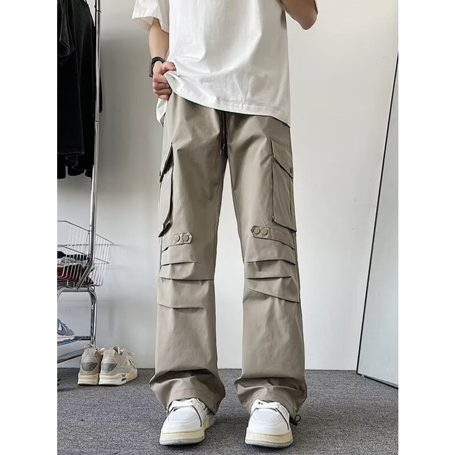 Men’s Plus Size Loose Fit Multi-Pocket Cargo Pants Khaki / M Apparel and Accessories
