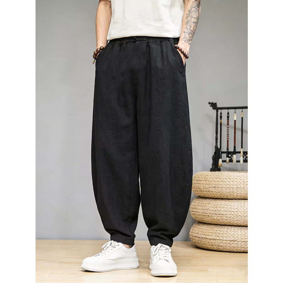 Men’s Plus Size Loose Fit Pants with Pockets Black / M Apparel and Accessories