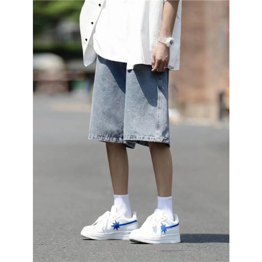 Men’s Plus Size Loose Fit Washed Denim Shorts Apparel and Accessories