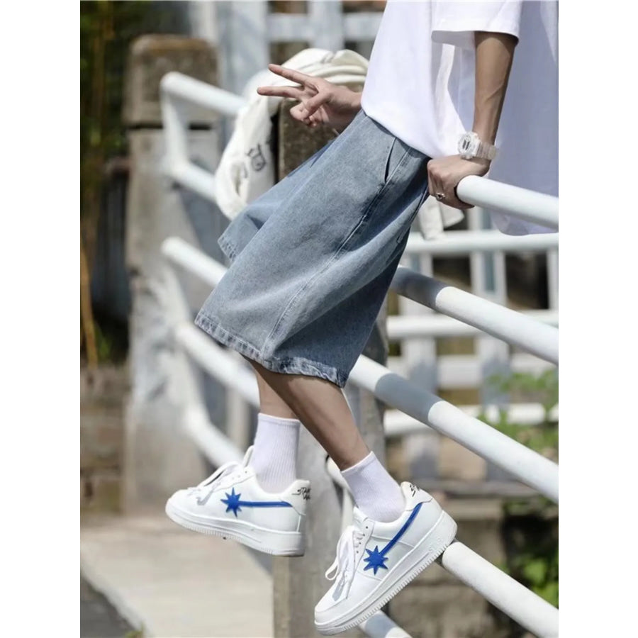 Men’s Plus Size Loose Fit Washed Denim Shorts Apparel and Accessories