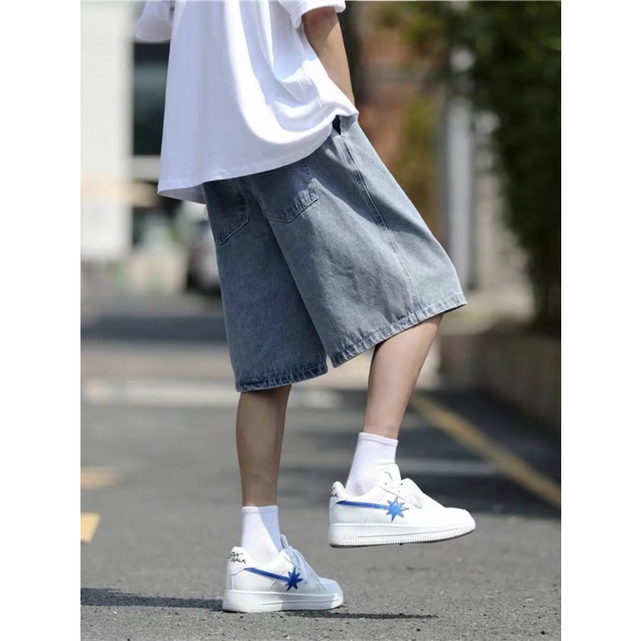 Men’s Plus Size Loose Fit Washed Denim Shorts Apparel and Accessories