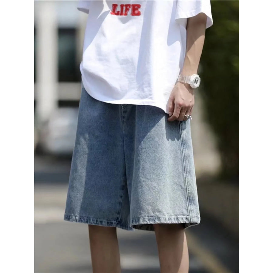 Men’s Plus Size Loose Fit Washed Denim Shorts Blue / M Apparel and Accessories