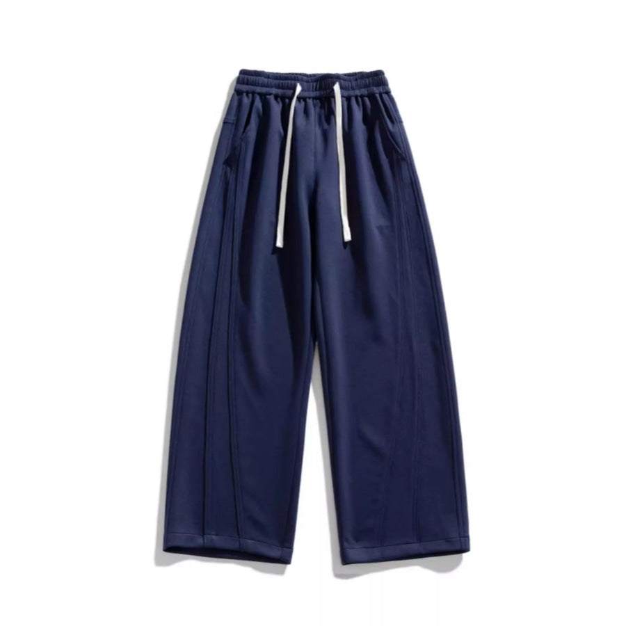 Men’s Plus Size Loose Fit Wide Leg Casual Pants Navy Blue / M Apparel and Accessories
