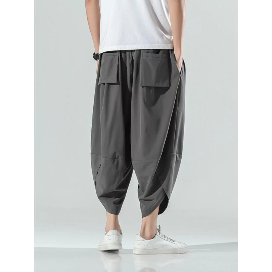Men’s Plus Size Loose-Fit Wide-Leg Cropped Casual Pants Apparel and Accessories