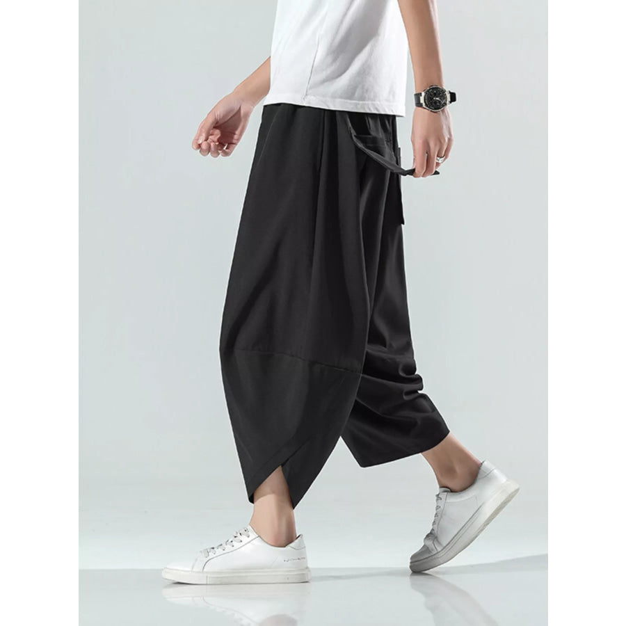 Men’s Plus Size Loose-Fit Wide-Leg Cropped Casual Pants Apparel and Accessories