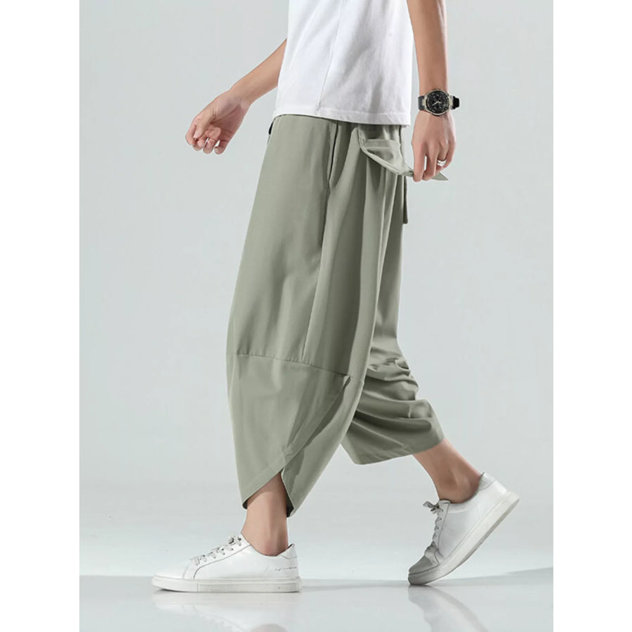 Men’s Plus Size Loose-Fit Wide-Leg Cropped Casual Pants Apparel and Accessories