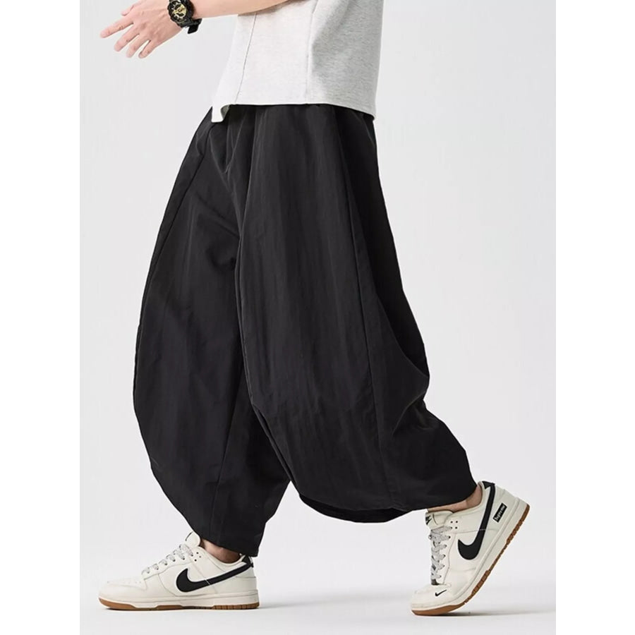 Men’s Plus Size Loose-Fit Wide-Leg Cropped Harem Pants Apparel and Accessories