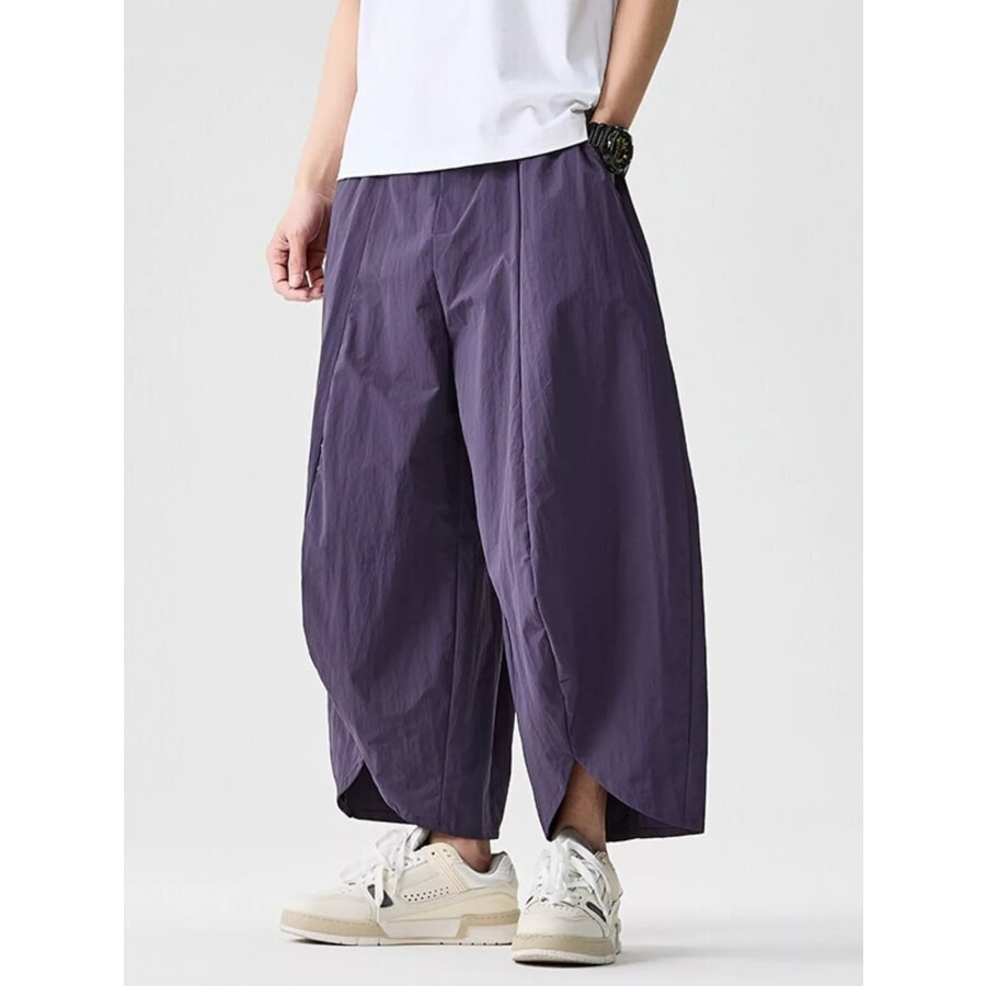 Men’s Plus Size Loose-Fit Wide-Leg Cropped Harem Pants Apparel and Accessories