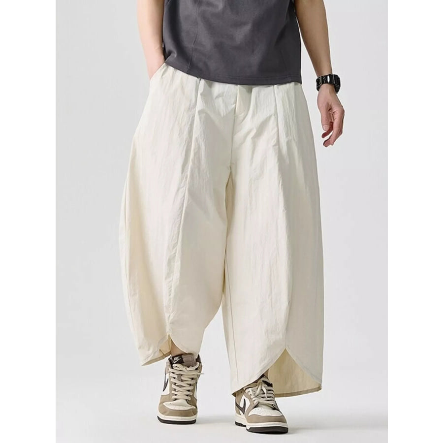 Men’s Plus Size Loose-Fit Wide-Leg Cropped Harem Pants Apparel and Accessories