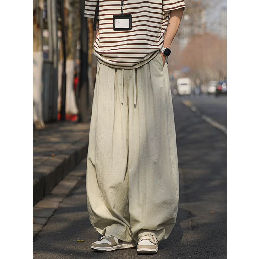 Men’s Plus Size Loose Fit Wide Leg Pants Apricot / M Apparel and Accessories