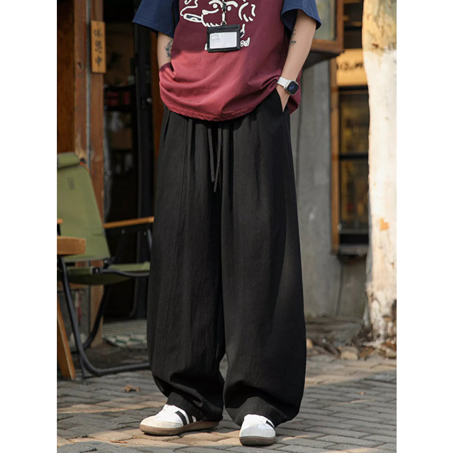Men’s Plus Size Loose Fit Wide Leg Pants Black / M Apparel and Accessories
