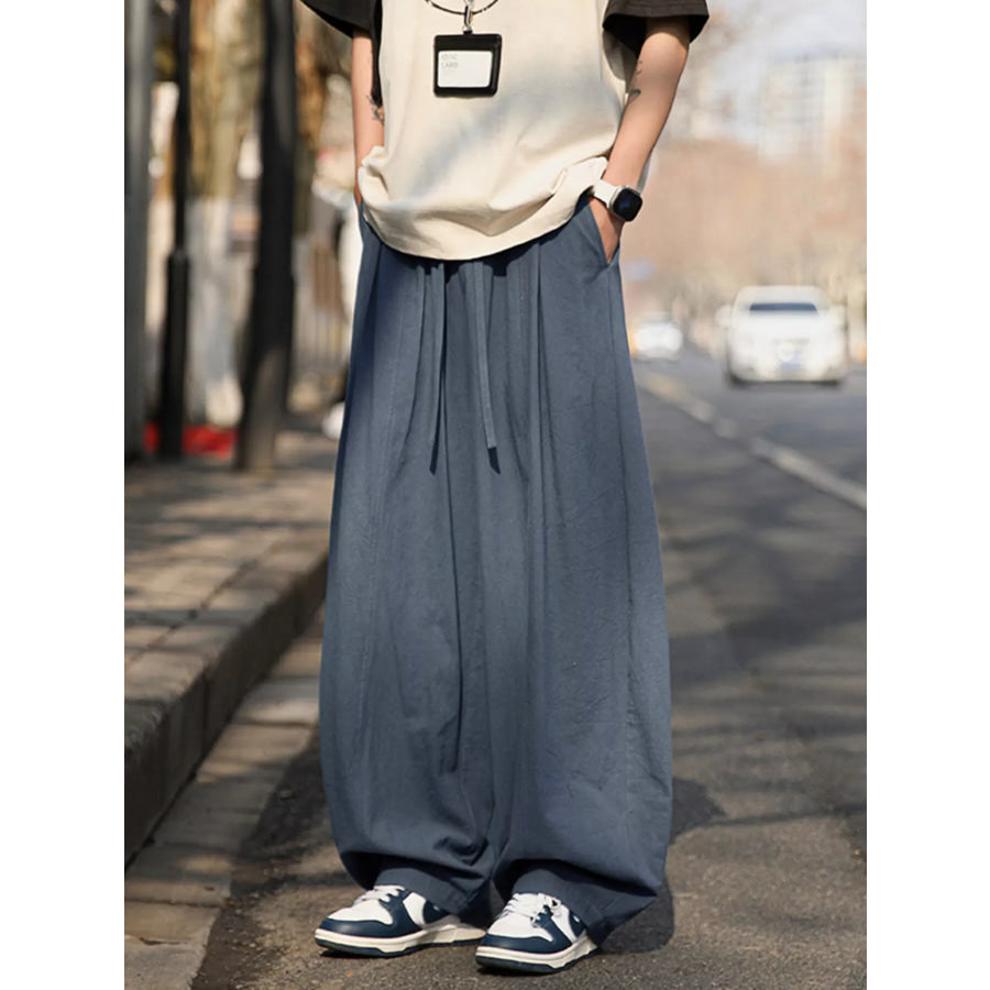 Men’s Plus Size Loose Fit Wide Leg Pants Light Gray / M Apparel and Accessories