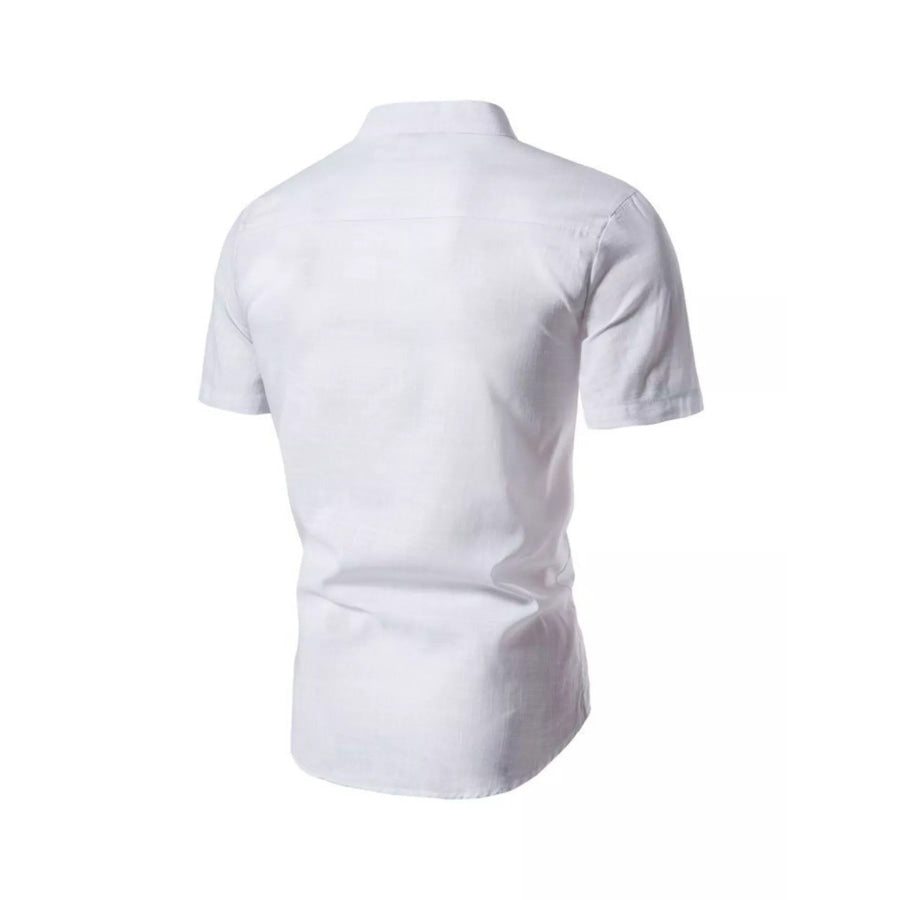 Men’s Plus Size Mandarin Collar Short Sleeve Shirt Apparel and Accessories