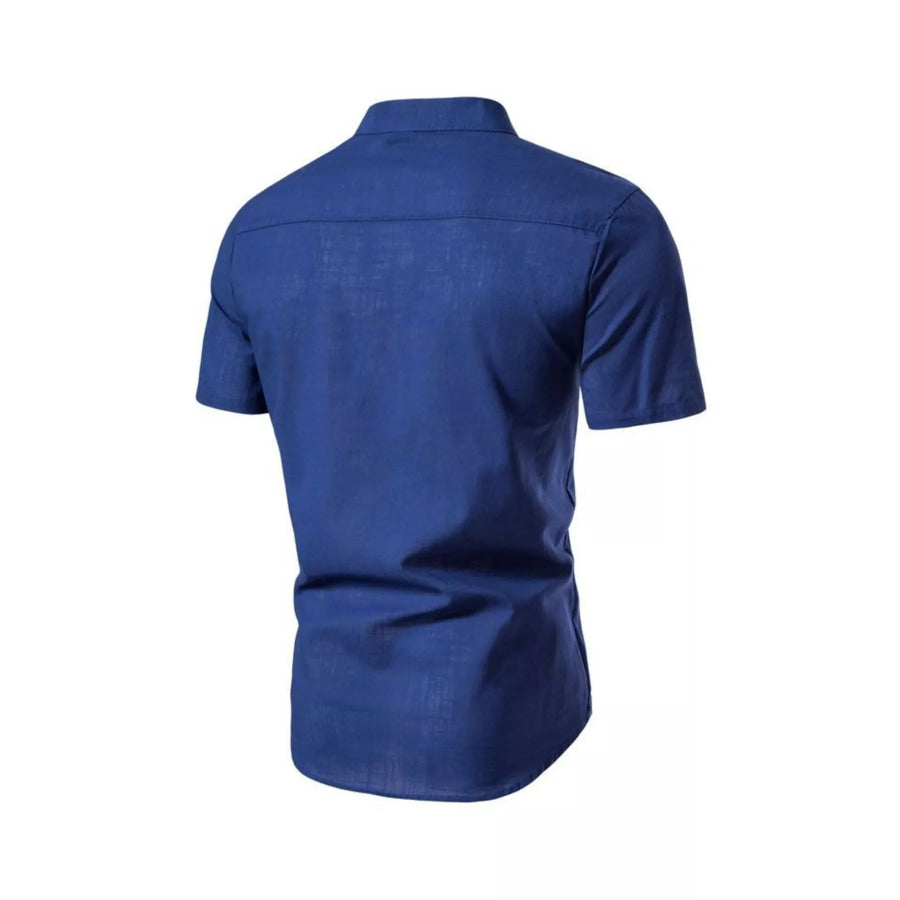 Men’s Plus Size Mandarin Collar Short Sleeve Shirt Apparel and Accessories