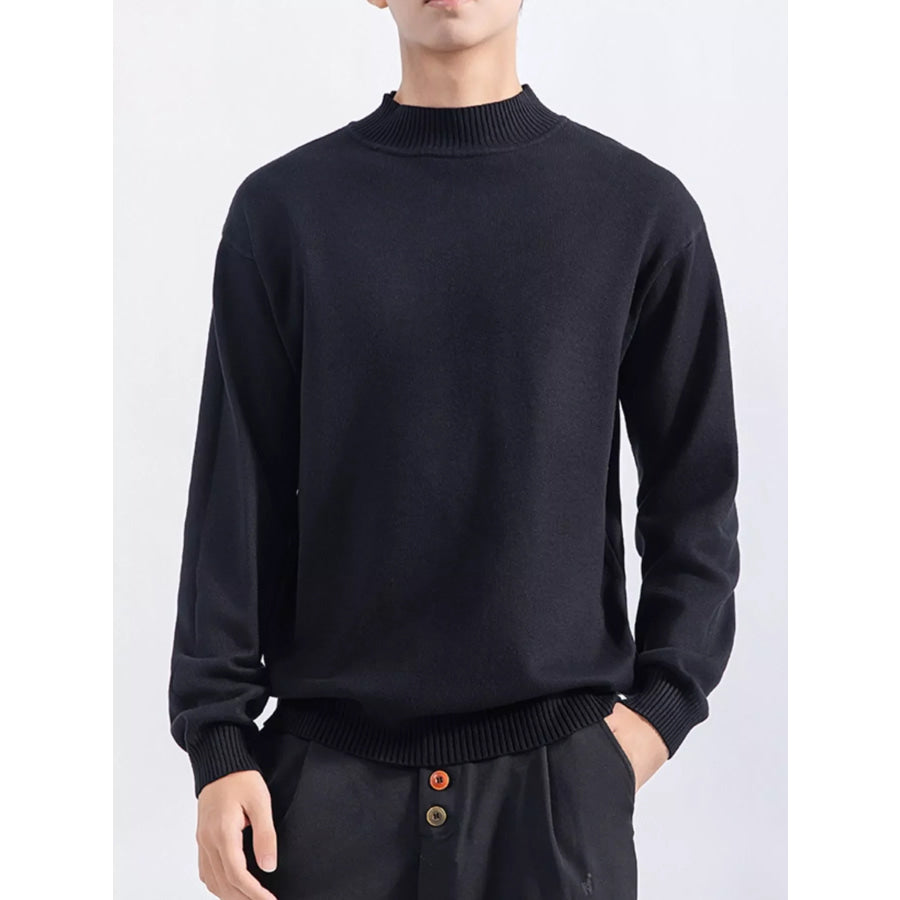 Men’s Plus Size Minimalist Mock Neck Sweater Apparel and Accessories