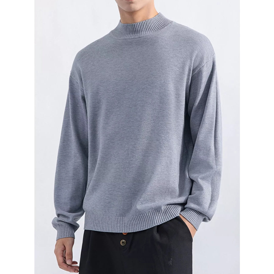 Men’s Plus Size Minimalist Mock Neck Sweater Gray / M Apparel and Accessories