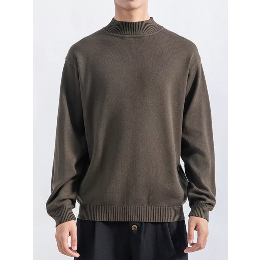 Men’s Plus Size Minimalist Mock Neck Sweater Army Green / M Apparel and Accessories