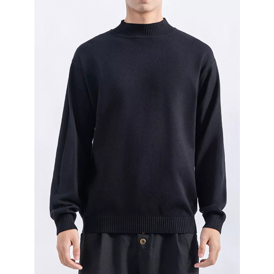 Men’s Plus Size Minimalist Mock Neck Sweater Black / M Apparel and Accessories