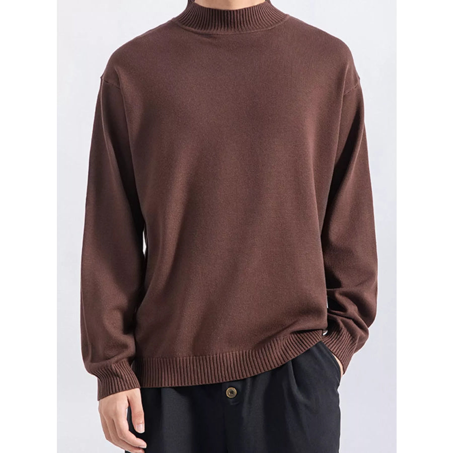 Men’s Plus Size Minimalist Mock Neck Sweater Brown / M Apparel and Accessories