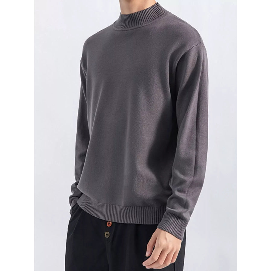Men’s Plus Size Minimalist Mock Neck Sweater Dark Gray / M Apparel and Accessories