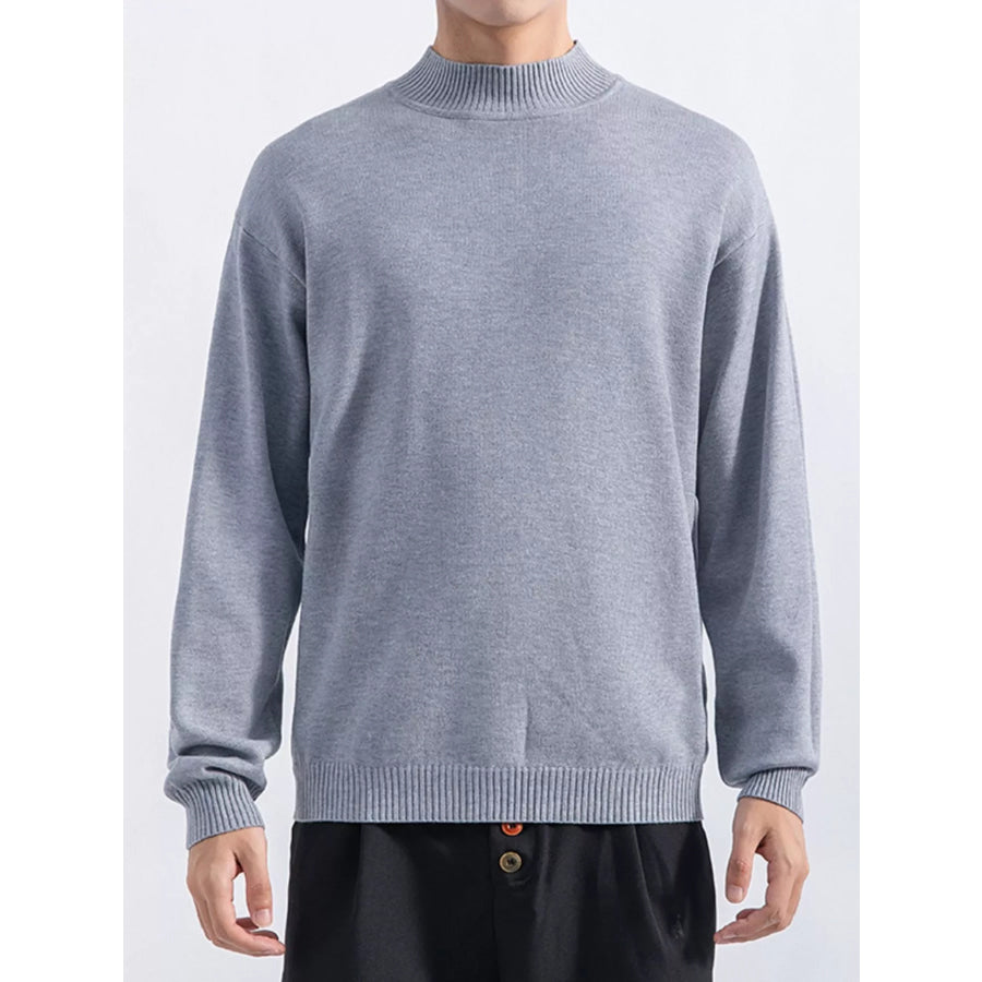Men’s Plus Size Minimalist Mock Neck Sweater Gray / M Apparel and Accessories