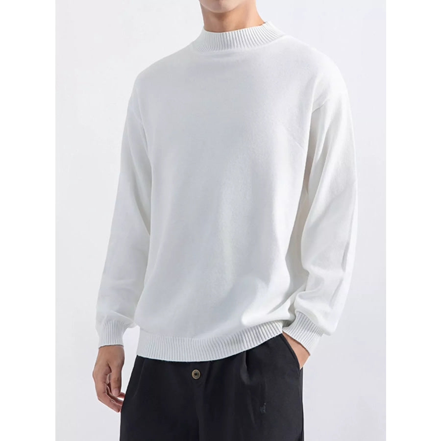 Men’s Plus Size Minimalist Mock Neck Sweater White / M Apparel and Accessories