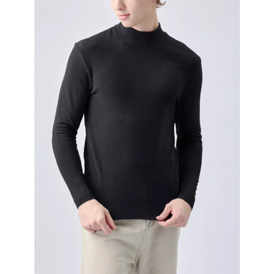 Men’s Plus Size Mock Neck Long Sleeve Top White / M Apparel and Accessories