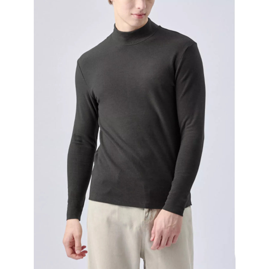 Men’s Plus Size Mock Neck Long Sleeve Top Dark Gray / M Apparel and Accessories