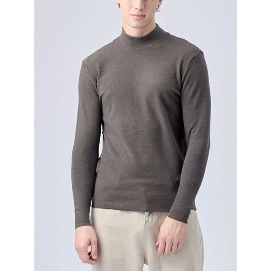 Men’s Plus Size Mock Neck Long Sleeve Top Gray / M Apparel and Accessories