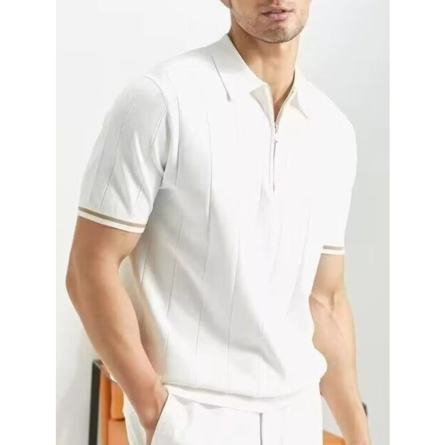 Men’s Plus Size Modern Fit Zip-Up Polo Shirt Apparel and Accessories