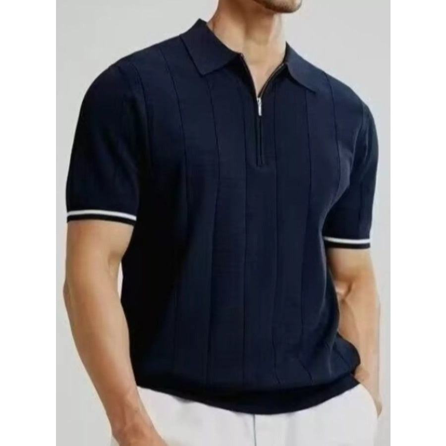 Men’s Plus Size Modern Fit Zip-Up Polo Shirt Apparel and Accessories