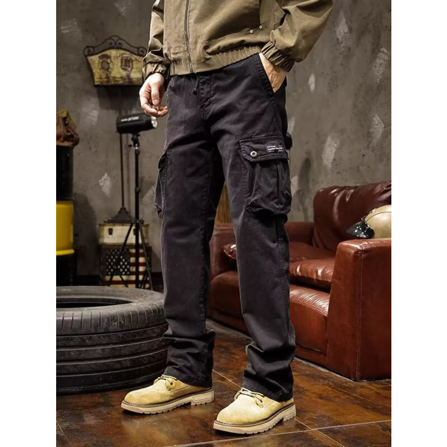 Men’s Plus Size Multi-Pocket Cargo Pants Black / M Apparel and Accessories