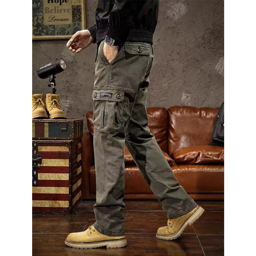 Men’s Plus Size Multi-Pocket Cargo Pants Green / M Apparel and Accessories