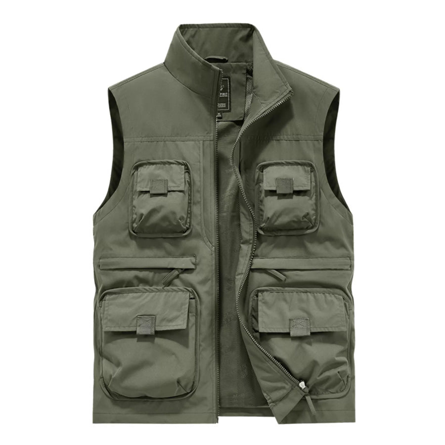 Men’s Plus Size Multi-Pocket Cargo Vest Army Green / M Apparel and Accessories